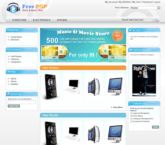 Music Movie Store Magento Template